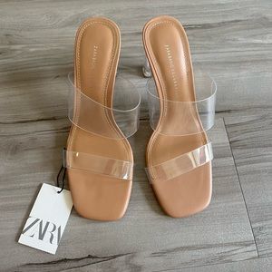 ZARA NWT VINYL SANDALS WITH METHACRYLATE HEEL